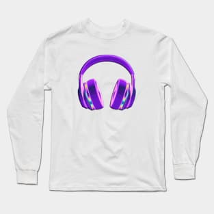 Dark Purple Holo Headphones Long Sleeve T-Shirt